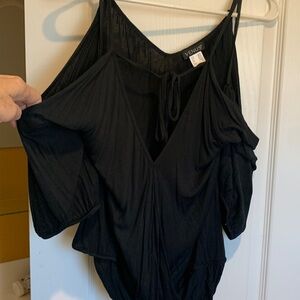 Venus Black Cold Shoulder Top